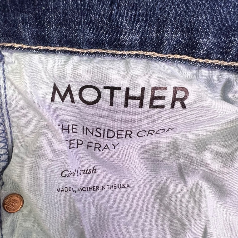 Mother The Insider Crop Step Fray Women 28x25 Blue Slim Bootcut Casual High Rise - Picture 4 of 16